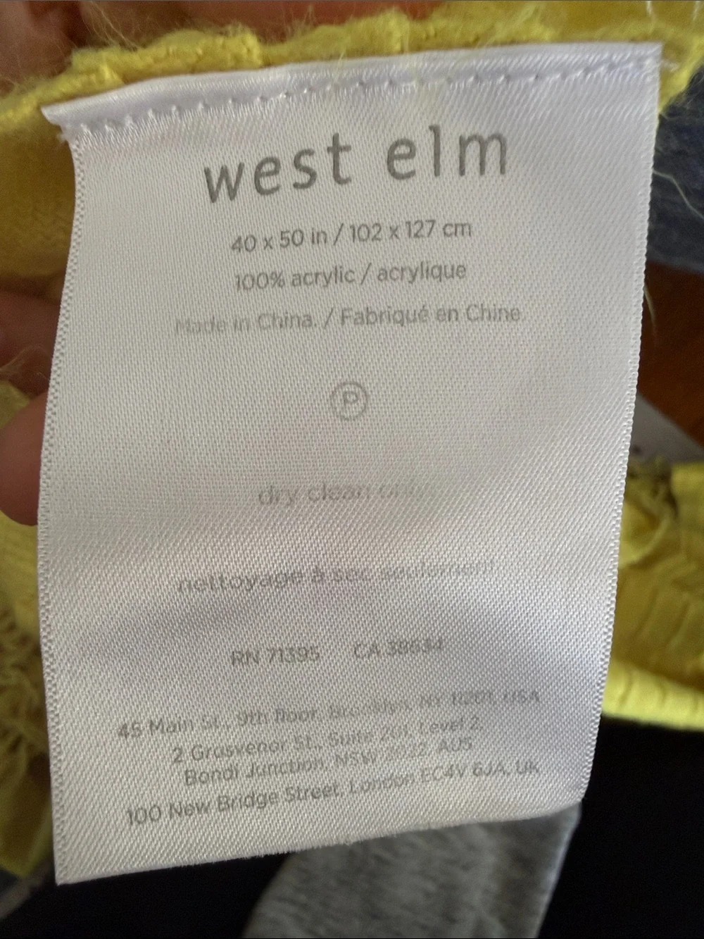 West Elm Yellow Woven Throw with Fringe